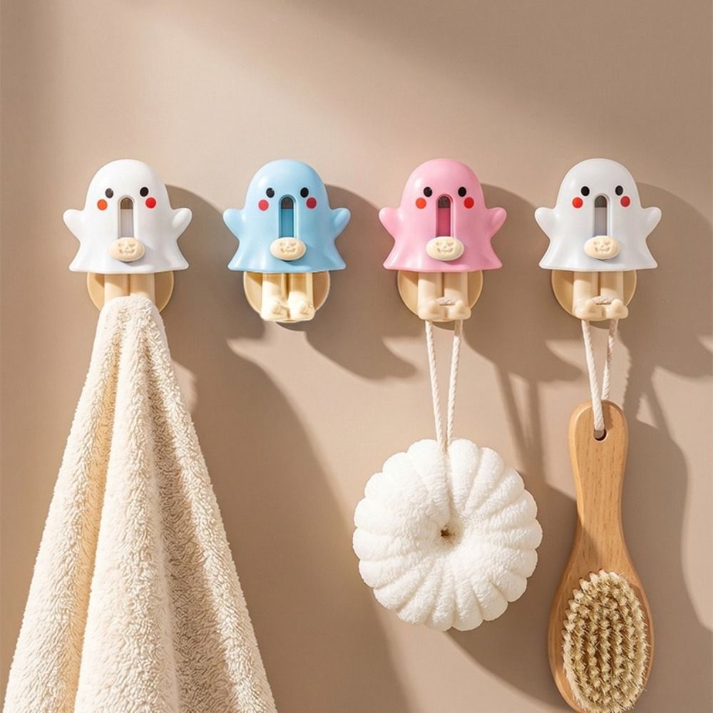 Portable Ghost-shaped Cute Box Hook Cutter Retractable Wall Mounted Kawaii Box Opener Multifunctional Punch-free Adhesive Storage Hook Home