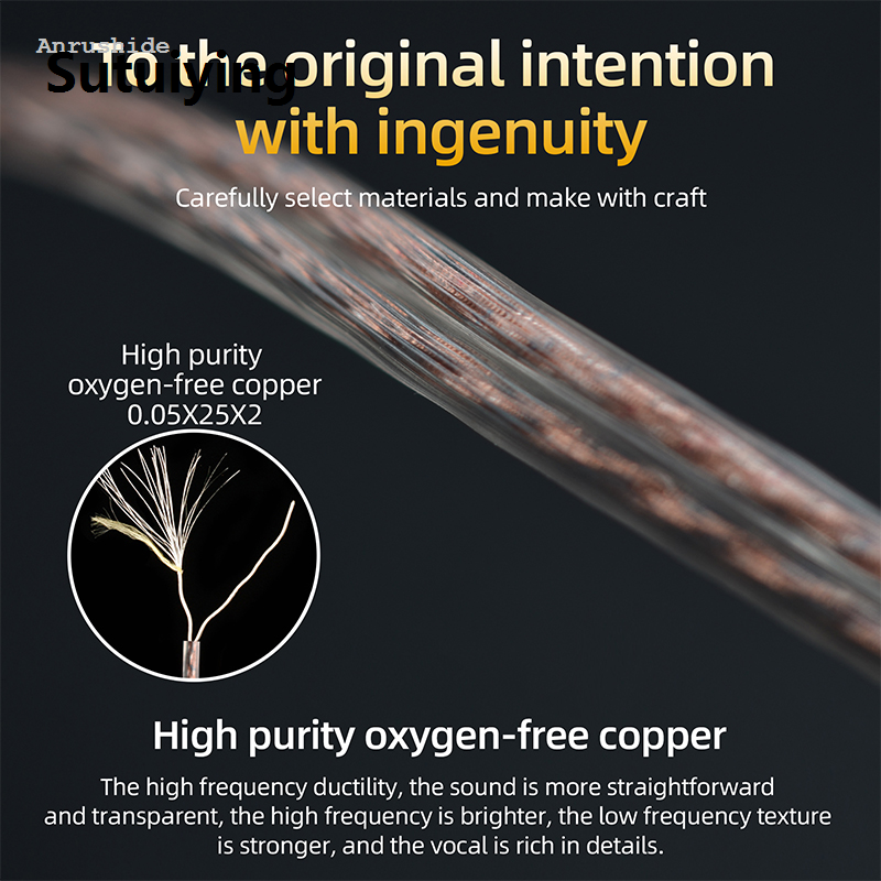 Sutuiying New Anrushide KZ Headphone Cord High-Purity Copper Cube Mixed Upgrade Cable Earphone 【2025 Version】 Wire Original Replacement KZ ZST ZSR ZSN Pro Headset Wire