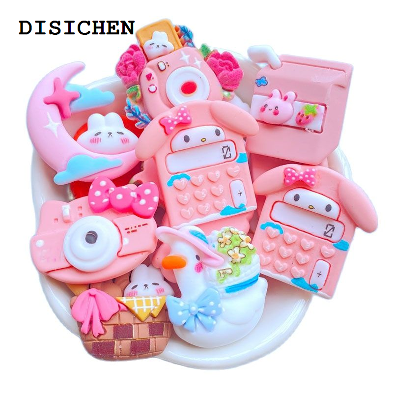 DISICHEN New style 10Pcs New Cute Mini Cartoon Calculator, Drink, Camera,Moon Flat Back Resin Scrapbooking DIY Jewelry Craft Decoration Accessorie