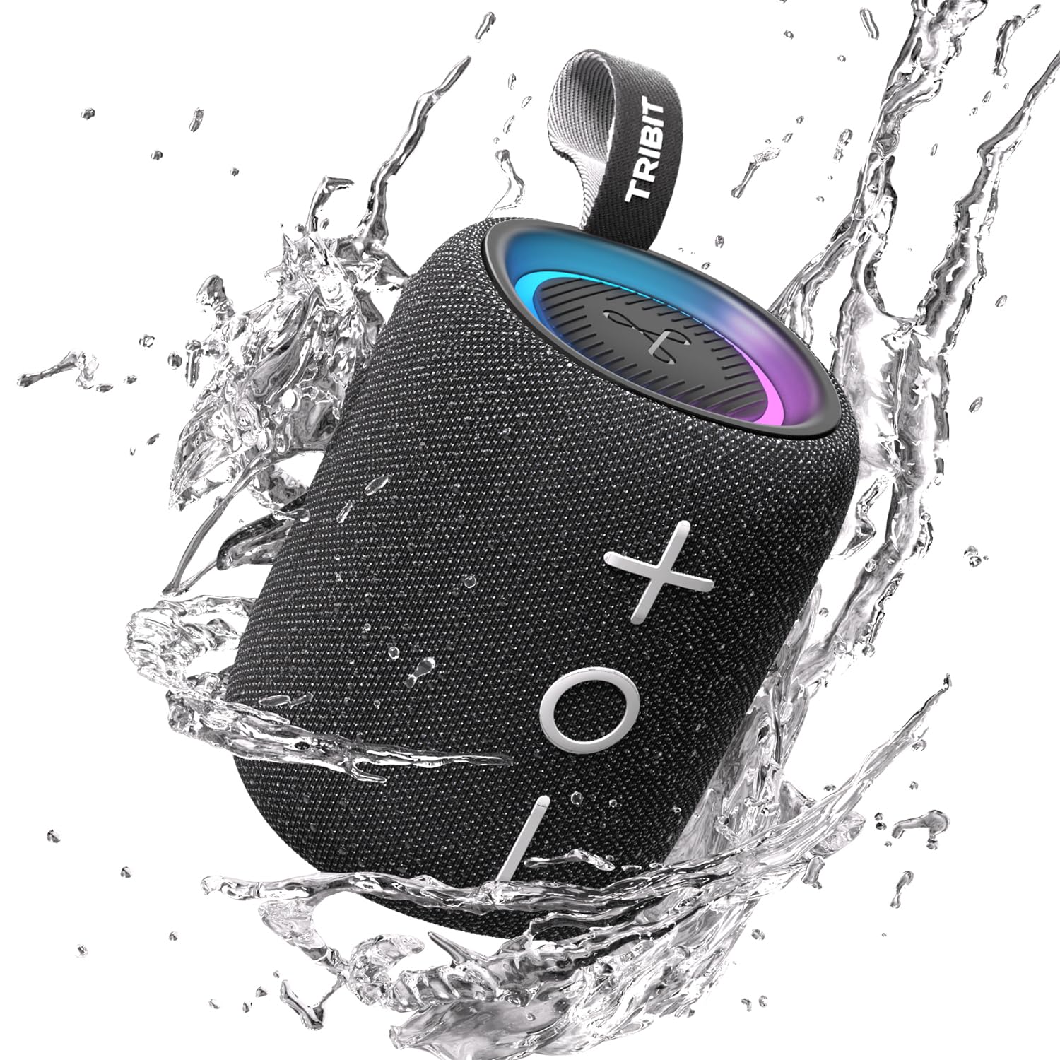 Tribit StormBox Mini+ Bluetooth Speaker 12W 360°Surround Sound Custom EQ 12H Playtime BT 5.4,AAC/SBC Support LED Lights IPX7 Waterproof,TWS Pairing Type-C Portable for Home/Outdoor