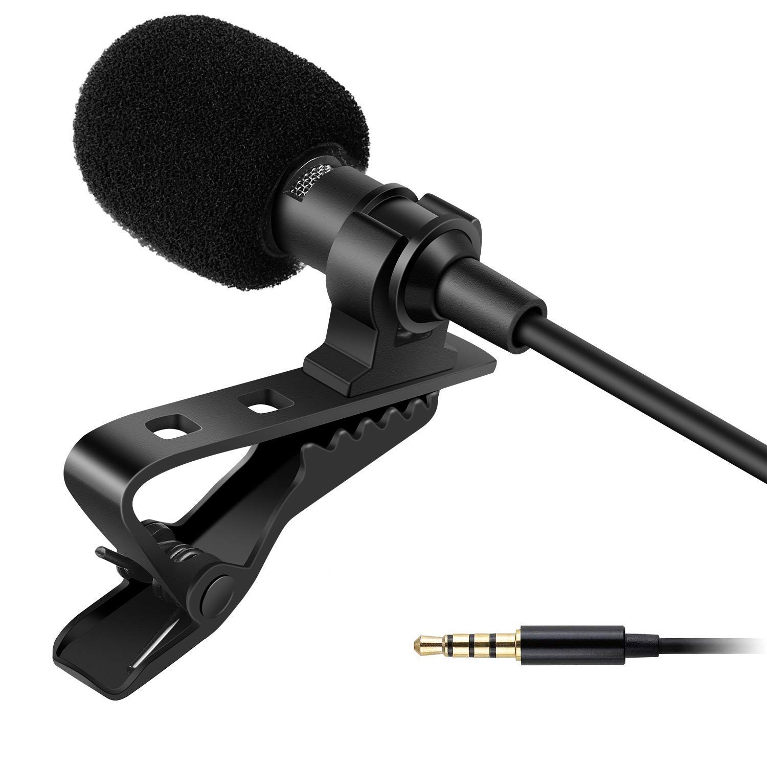 Dynamic Lapel Microphone for Voice Recording and Singing, Clip-on Design, 3.5mm Jack for Smartphone, YouTube, Podcasting, and Conference Calls