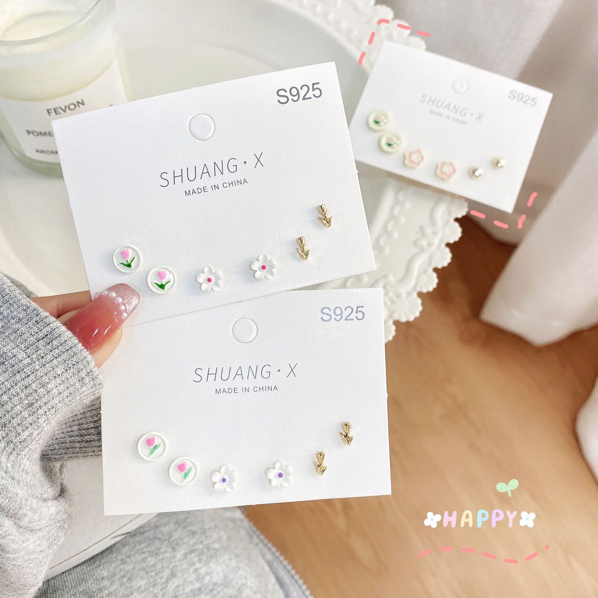 【New arrivals】Spring 2022 Gentle Pink Tulip Earrings Women's Romantic Elegant Flower Pearl Earrings