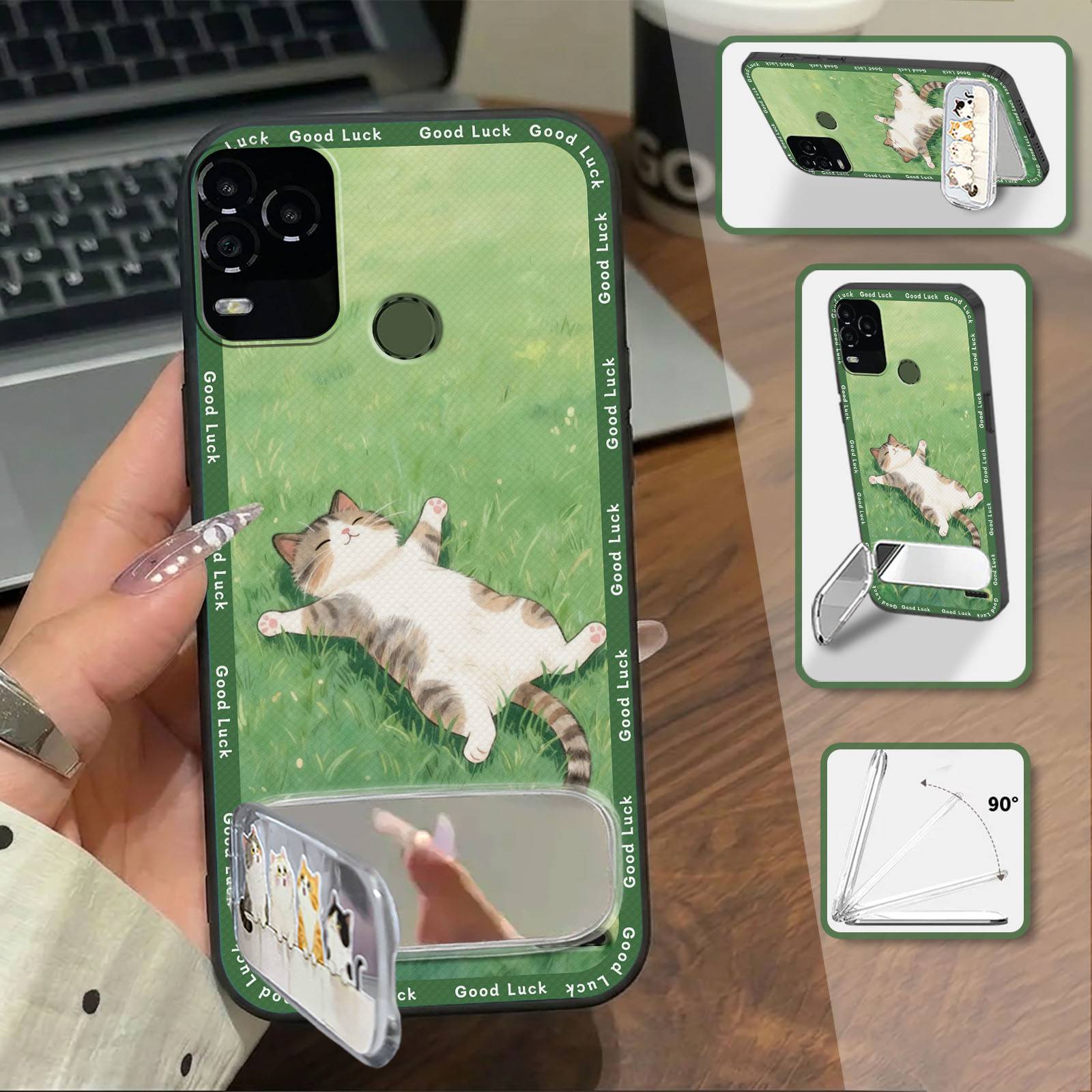 Anti-knock Full wrap Phone Case For BLU G71 Plus/G71+ Cloth Patch three-dimensional Makeup Mirror Silicone Anti-dust 3D