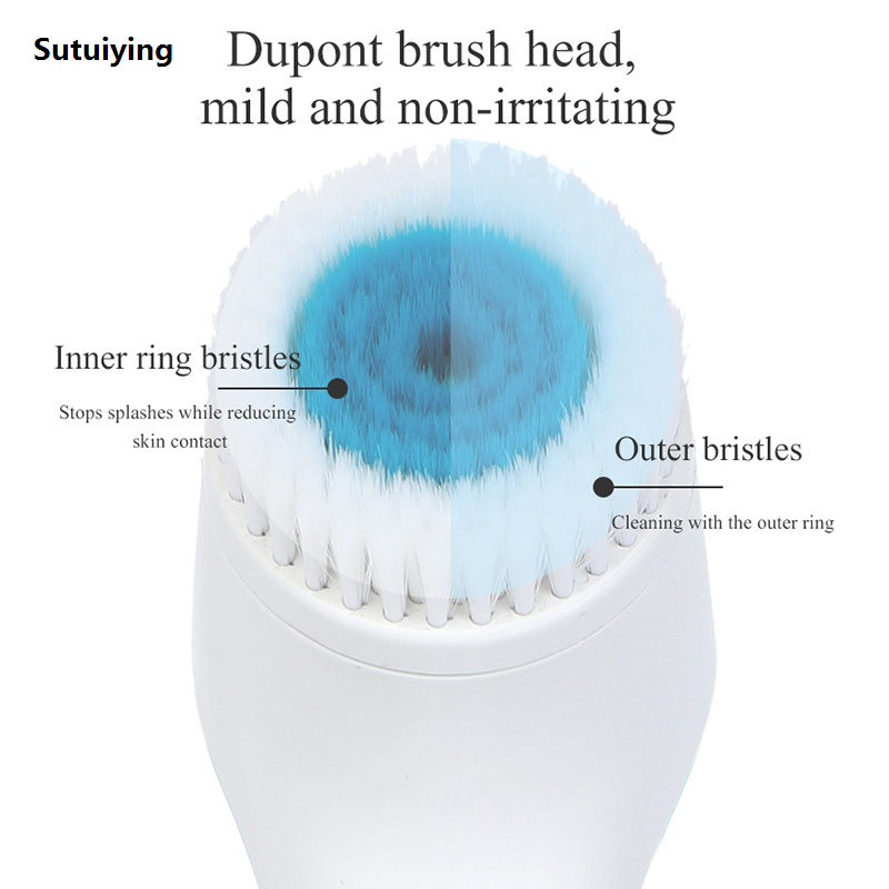 Sutuiying Three-in-one electric cleansing brush Deep cleaning exfoliating Luxury cleansing brush Silicone waterproof face cleaning brush