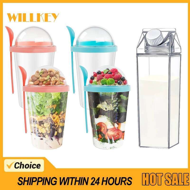 Yogurt Oatmeal Overnight Oats With Lid Spoon Portable Leakproof And Milk Container Cereal Salad