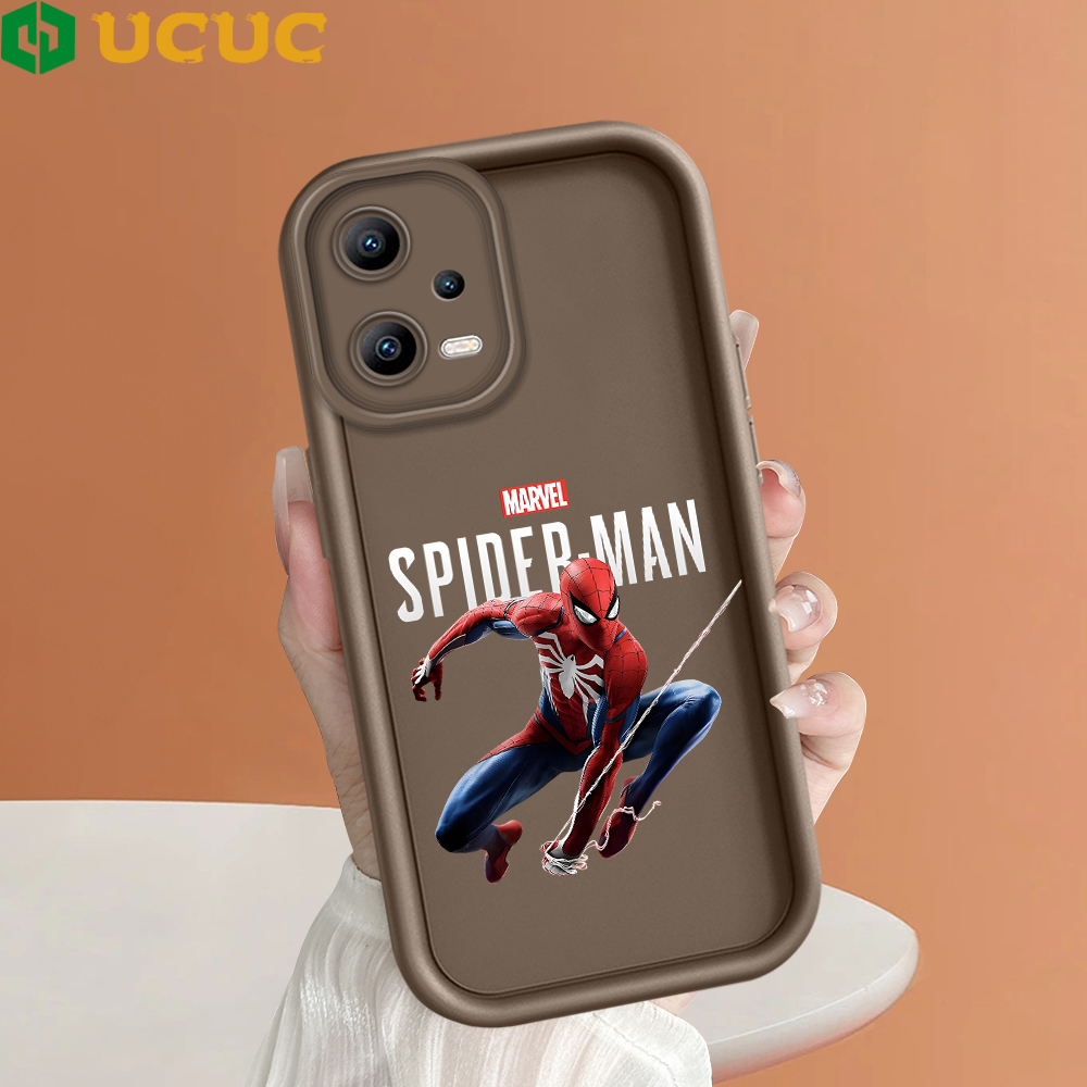 UCUC for Redmi 13 Xiaomi Poco M6 4G Back Cover Cool Spider Man Soft Silicone Square Ladder Phone Case
