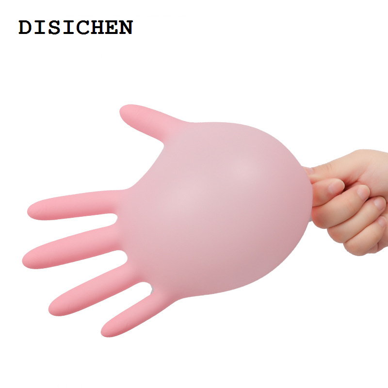 DISICHEN Fashion 20/50/100PCS Pink Nitrile Gloves Disposable Latex Gloves Powder Free for Household Cleaning Beauty Salon Working Kitchen Gloves
