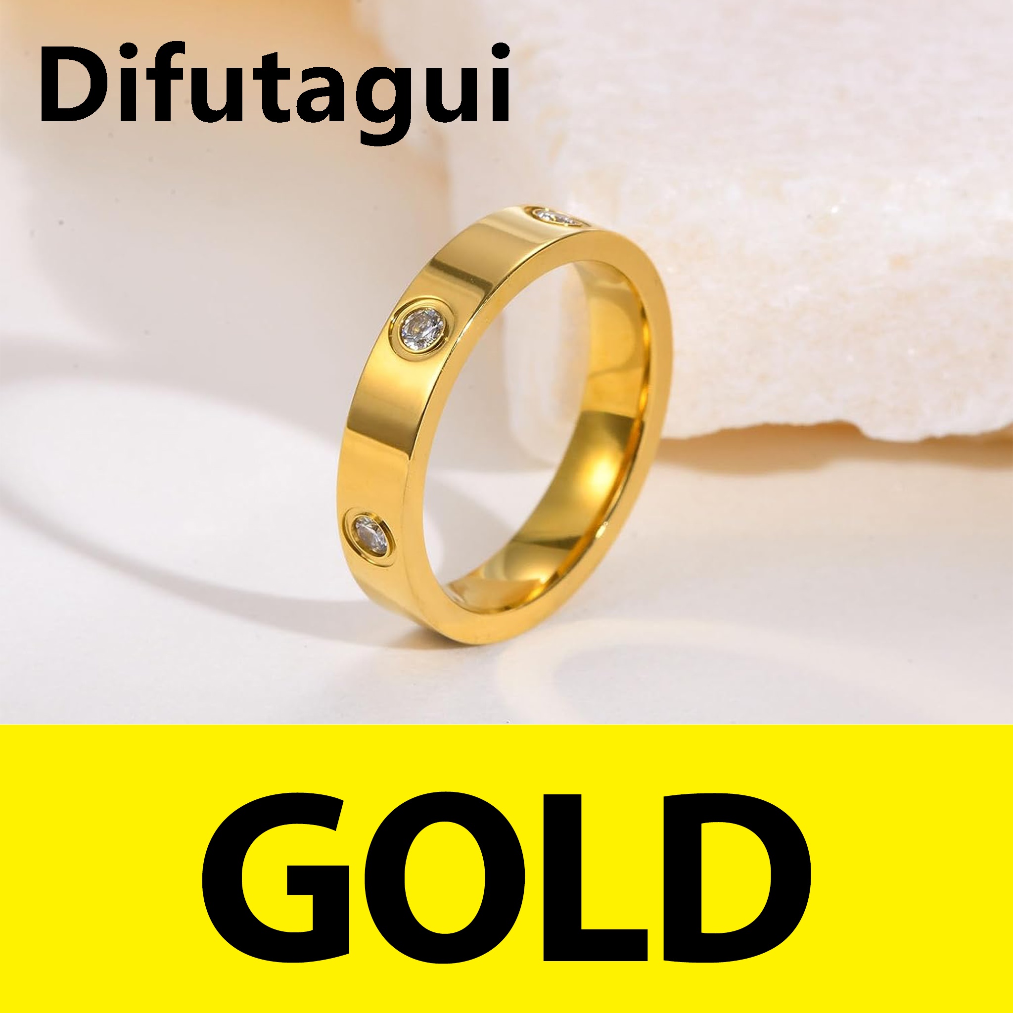 Wenefang Glamon Luxury Stainless Steel Cubic Zirconia Love Friendship Rings For Girls Fashion juwellery Crystal Gold Plated Ring Women gift items for girls