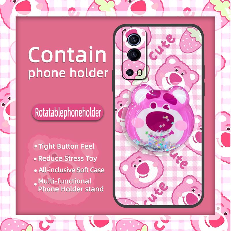 Cartoon TPU Phone Case For VIVO IQOO Z3 5G/Y72 5G/Y52 Anti-knock Skin feel silicone Glitter Simplicity Kickstand cute