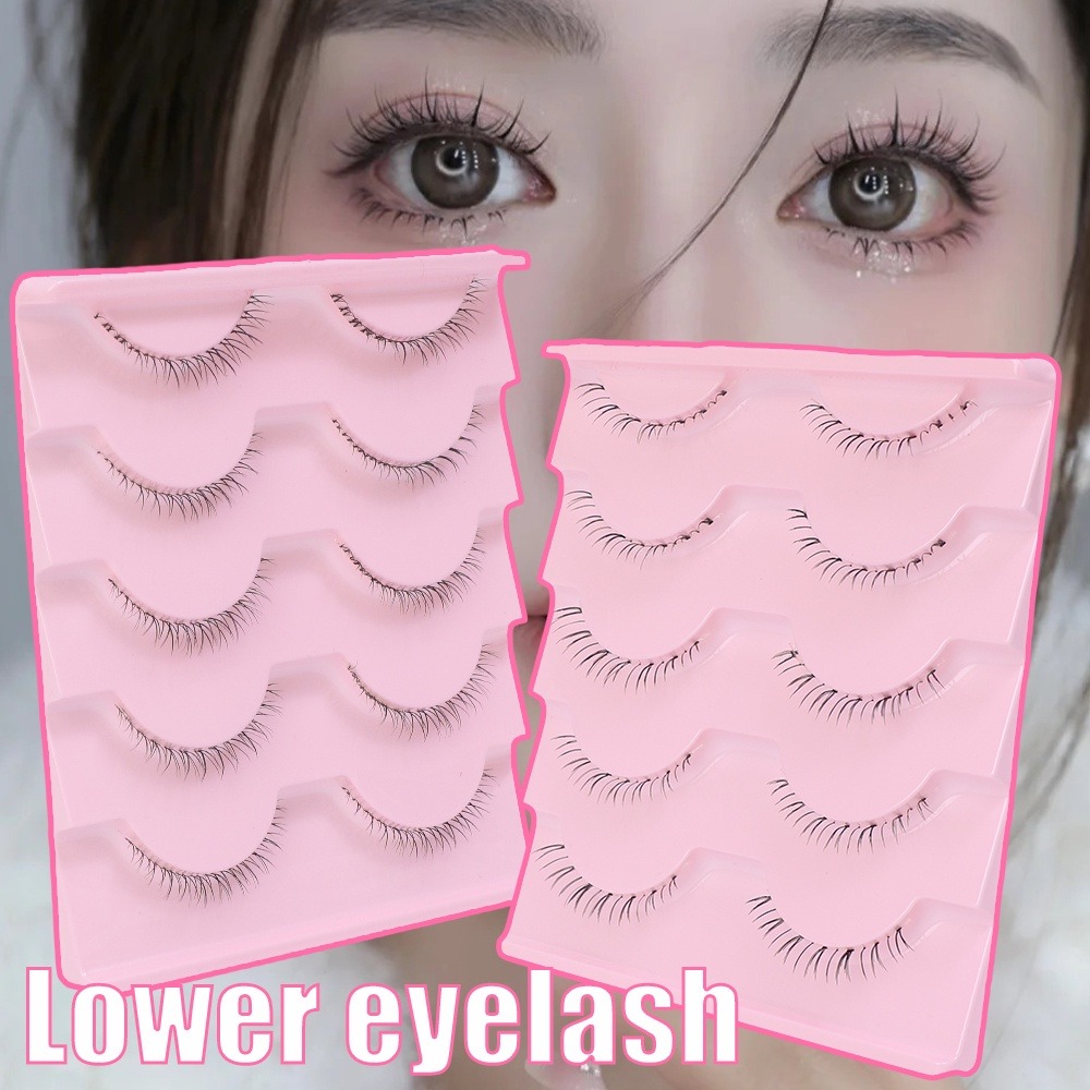 5pairs Soft Whole Pair Lower Eyelashes Transparent Stems Small Devil One-piece Fake Lashes DIY Eyelash Extension Women