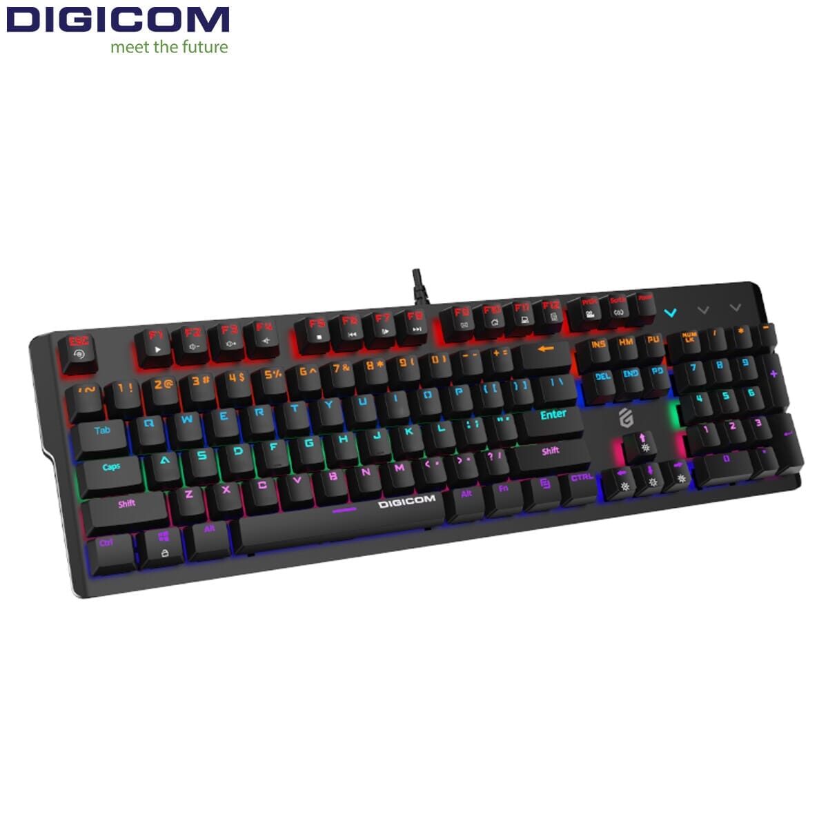 Digicom Backlit Mechanical Gaming Keyboard DG - G80 | RGB Lighting | Mechanical Switches | Double Shot Keycaps | Extreme Anti-Ghosting Design