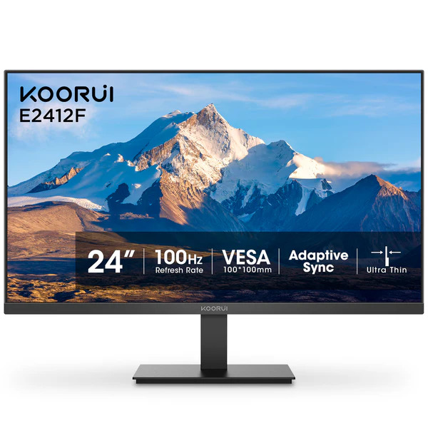 KOORUI E2412F 24" FHD VA Monitor | 100Hz, Frameless, Adaptive Sync, Eye Care, HDMI & VGA