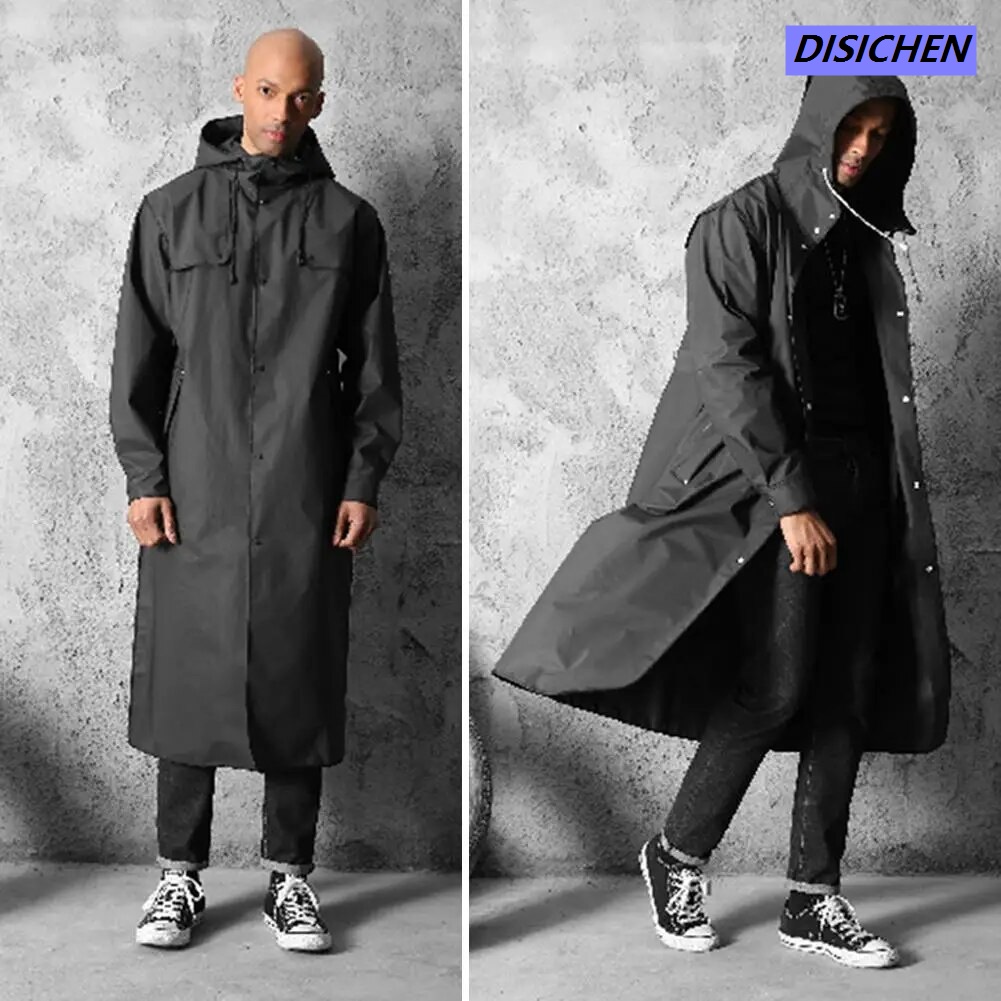 DISICHEN 【100%-original】 EVA Unisex Raincoat Thickened Waterproof Rain Coat Women Men Black Camping Waterproof Rainwear Suit