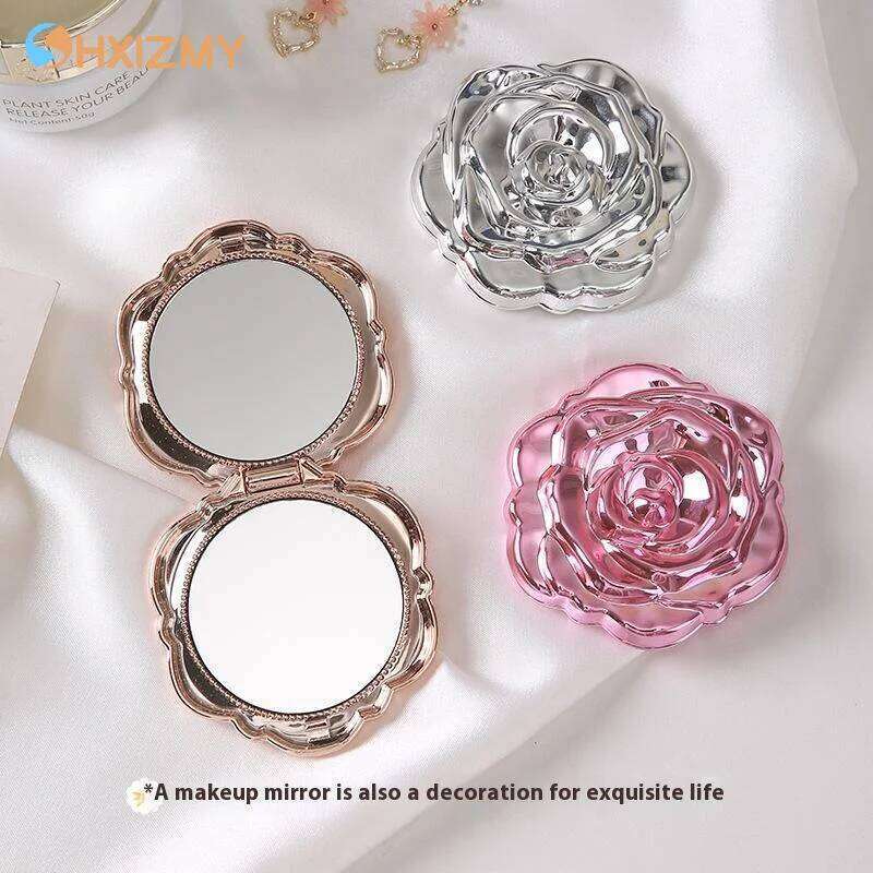 1PCS Portable Retro Rose Flower Mini Small Pocket Makeup Mirror Double Sided Hand Mirrors Compact Cosmetic Beauty Tool