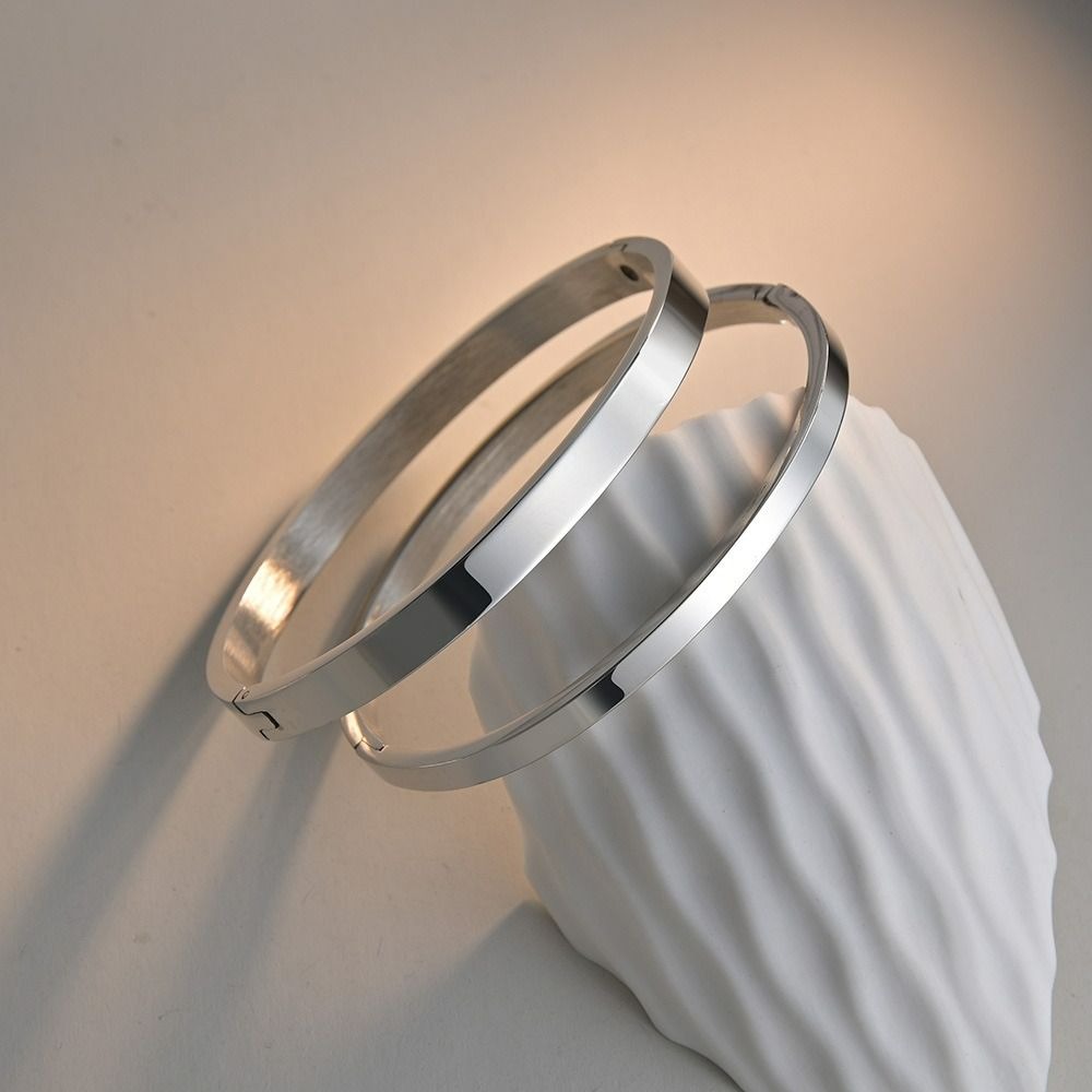 Unique Simple Stainless Steel Temperament Decoration Women Gift Women Bracelets Couple Bangles Simple Pulseras Cuff Bangles