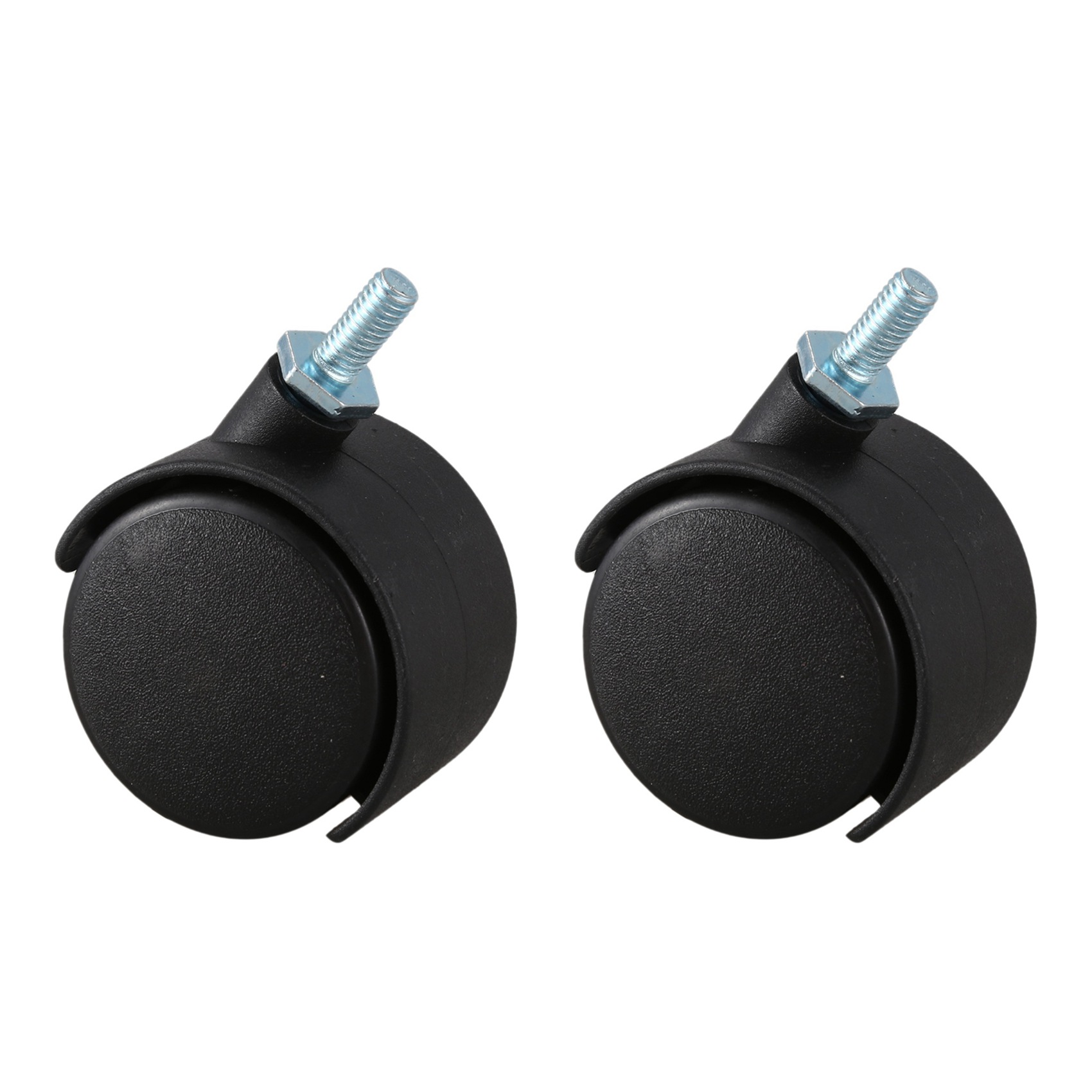 fasdaga 2X 6mm Threaded Stem 40mm Dual Wheel Rotatable Caster Black