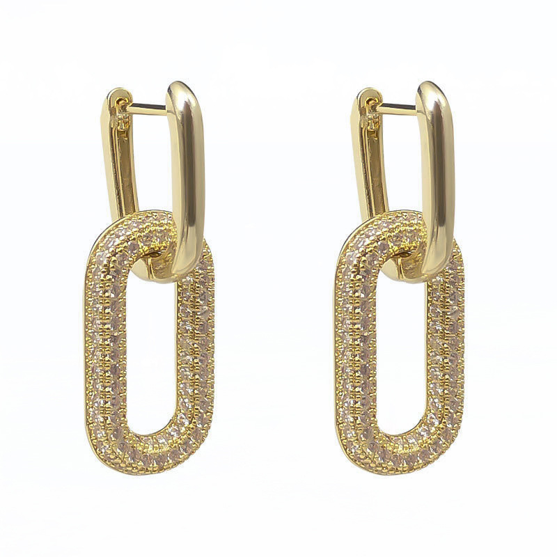 Women's Aesthetic Stylish Fashion Jewellery Bali Hangings with Cubic Zirconia Interlocked Huggee Hoop Earrings Stainless Steel, Anti-Tarnish