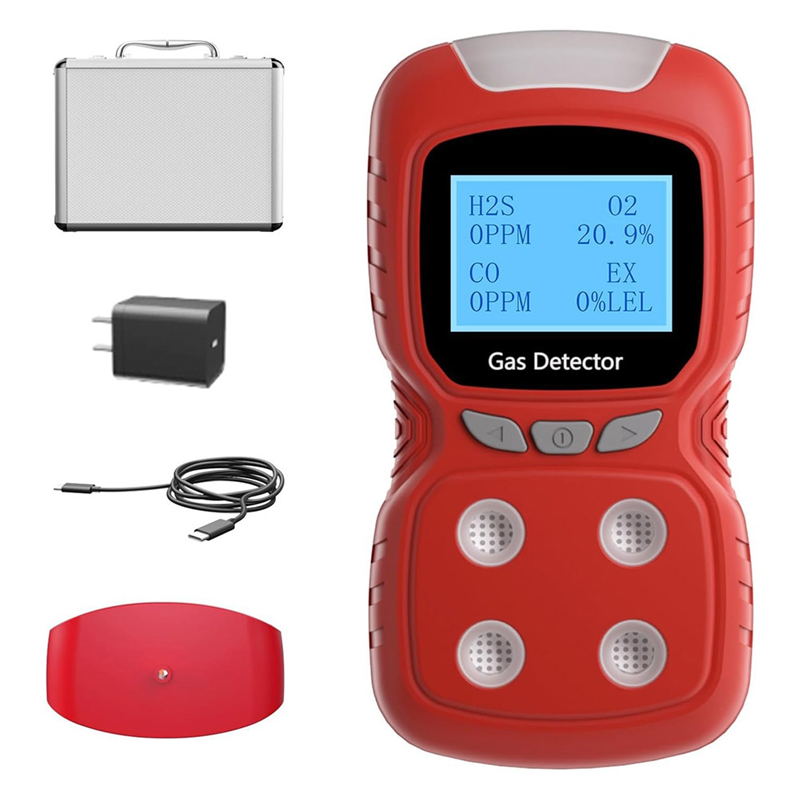 4 Gas Monitor,4 Gas Detector for H2S,CO,LEL and O2,Adopt High- ADC Acquisition Chip and 32-Bit Nano-Processor B