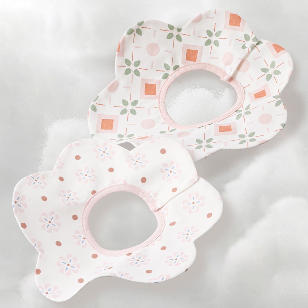 Cute Waterproof Baby Cotton Bibs Flower Shape Princess Baby Drooling Bibs Round Neck Saliva Towel Cloths Infant