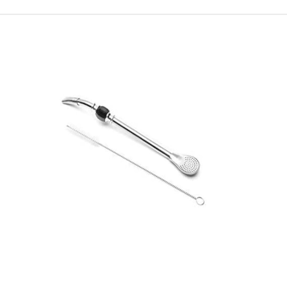 Drinking Removable Head Filter Stirring Fliter Straw with Cleaning Brush Loose Leaf Stainless Steel Spoon 8.5'' Long Filter Straw Spoon Home