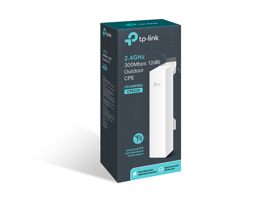TP-Link 2.4GHz 300Mbps 12dBi Outdoor CPE220 Support Operation Modes (AP / Client / Bridge / Repeater / AP Router / AP Client Router)