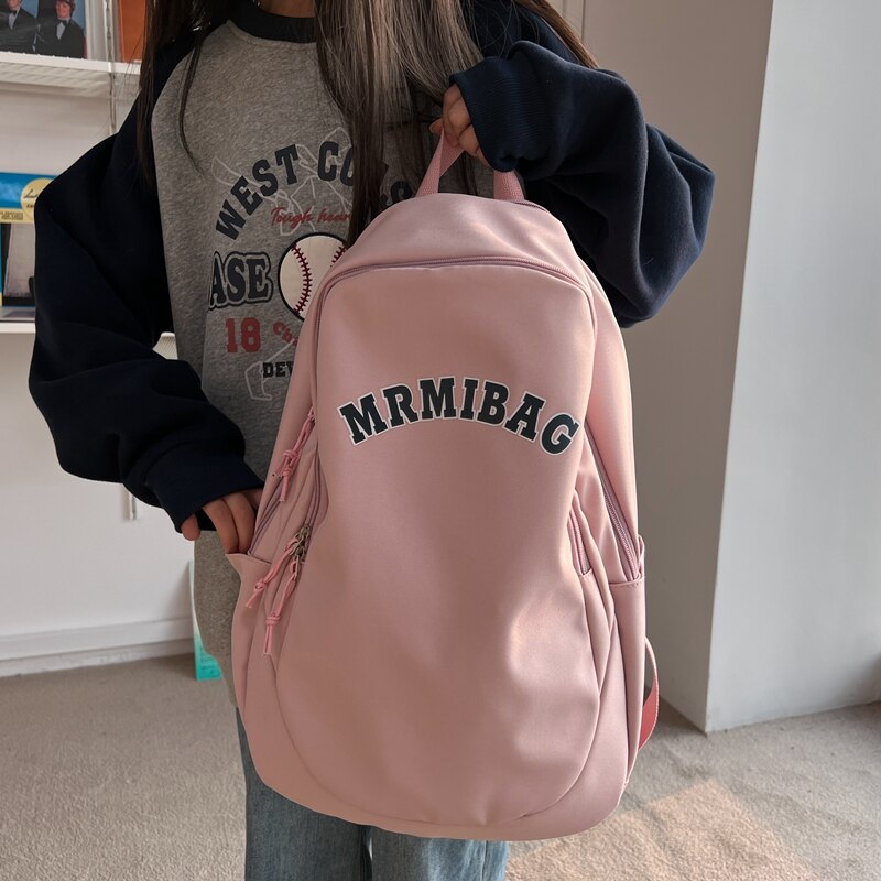 Pink Big Size Backpack Quality Nylon Cloth Backpack Large Capacity Knapsack Casual All Match Design School Bags for Teenage Girl
