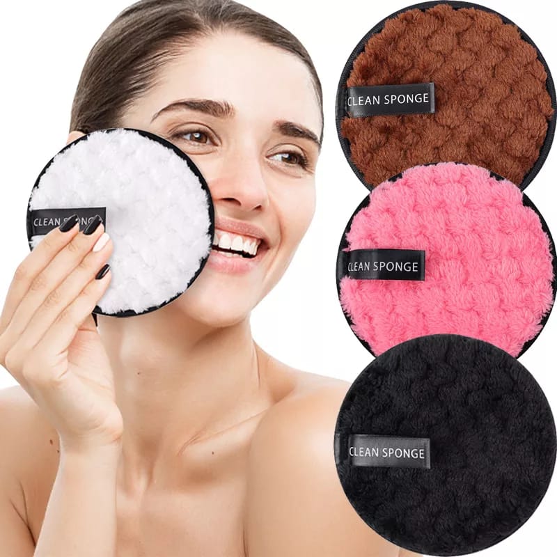 Double Sided Micro Fiber Washable Make-up Cleaning Sponge (1 Piece)
