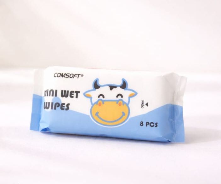 Cute Cartoon Mini Portable Wet Wipes - Soft Cleansing Pocket Tissue Wipes for Hand & Face Travel Size