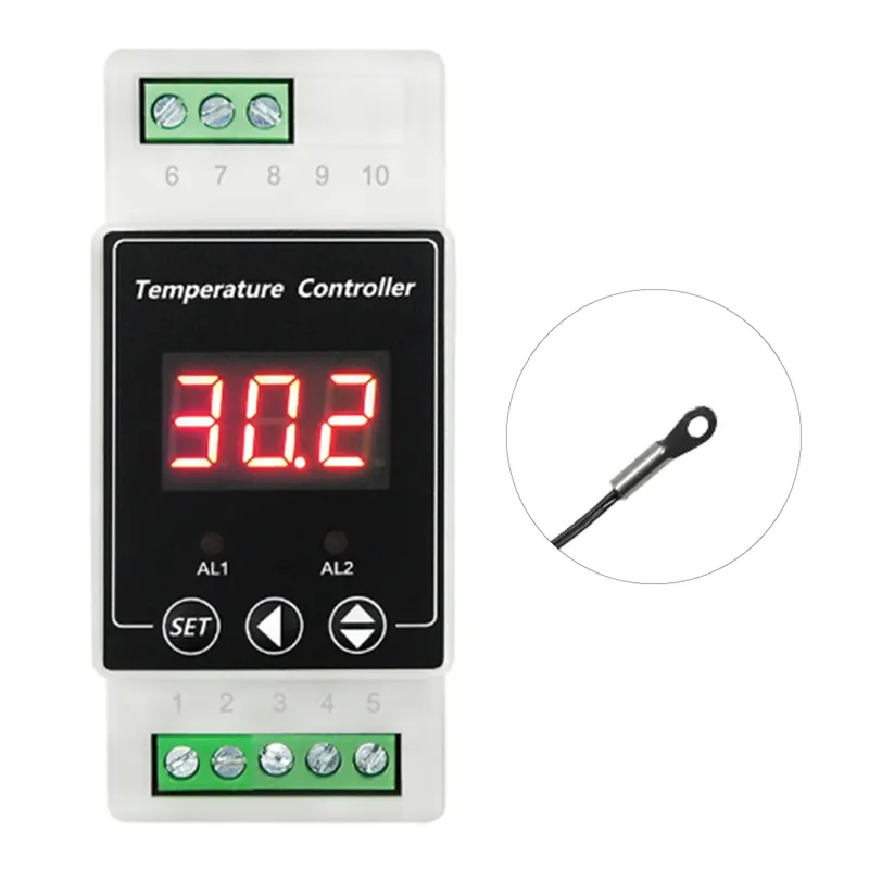 Professional Digital Temperature Controller DC8-24V 2-Way Relay with Relays Output Temperature Alarm Controller Wire Ear Probe