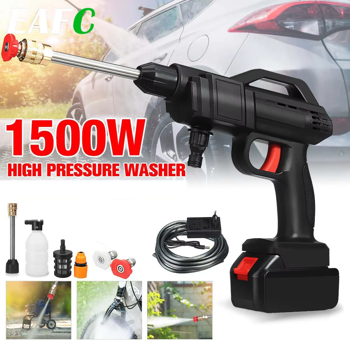 High Power Car Washing Guns Wireless Rechargeable Portable High-pressure Water Pump 48V