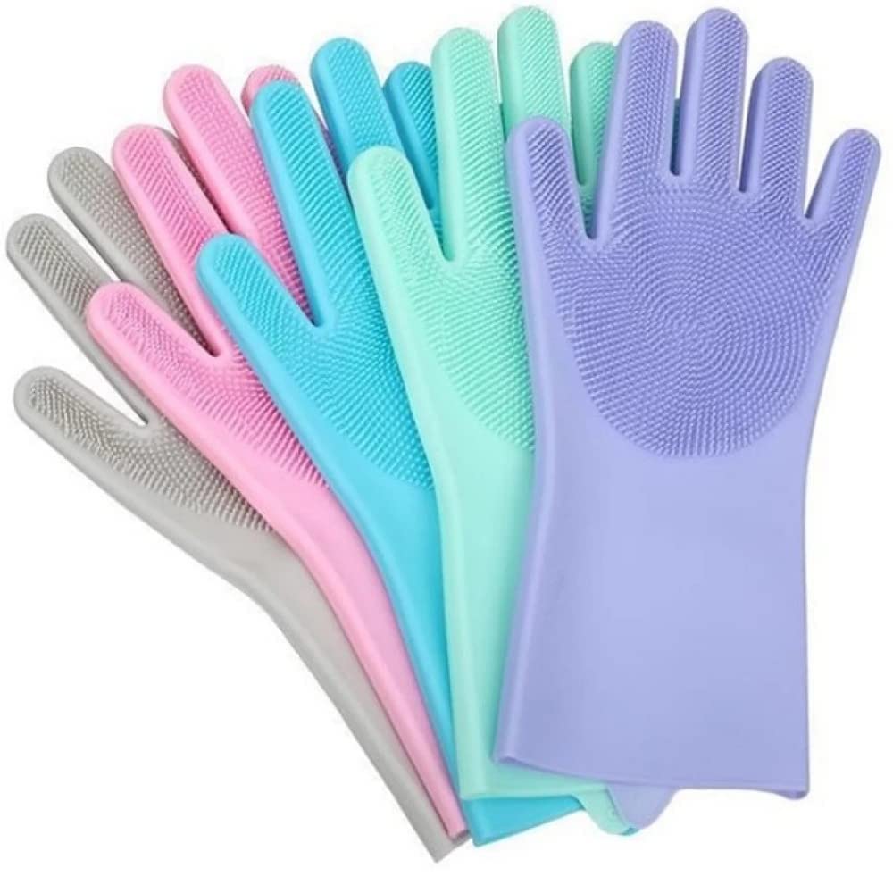 Silicone Dishwashing Gloves | Ideal for Kitchen, Pet Grooming, Car, and Bathroom Cleaning