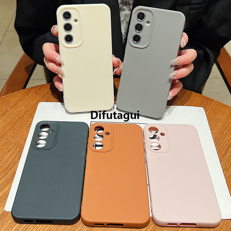 Difutagui Shell Leather Textured Silicone 6 A56 G A15 1 FE Atra S22 S24 High Quality for Samsung Galaxy S23 S2S25 Ul34 A52 A54 5A25 A35 A55 A16 A3