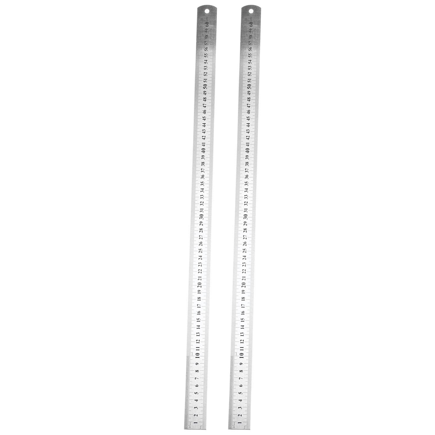 2X Stainless Steel Double Side Measuring Straight Edge Ruler 60cm/24 inch, Silver