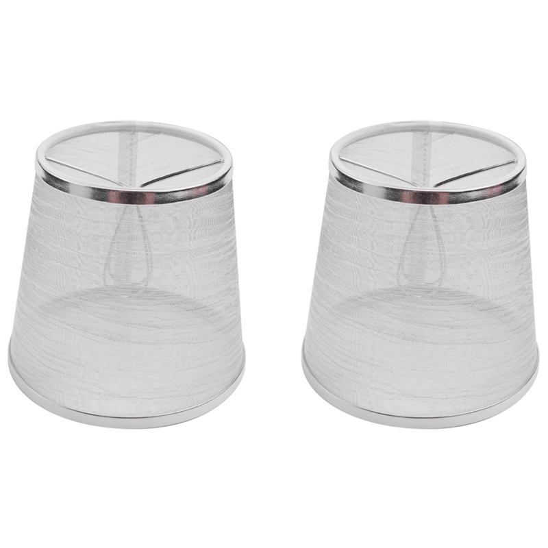 NAMUNY 2 Pack Clip on Gauze Chandelier Lamp Shades Little Upright Wall Candle Light Lampshade (Silver)