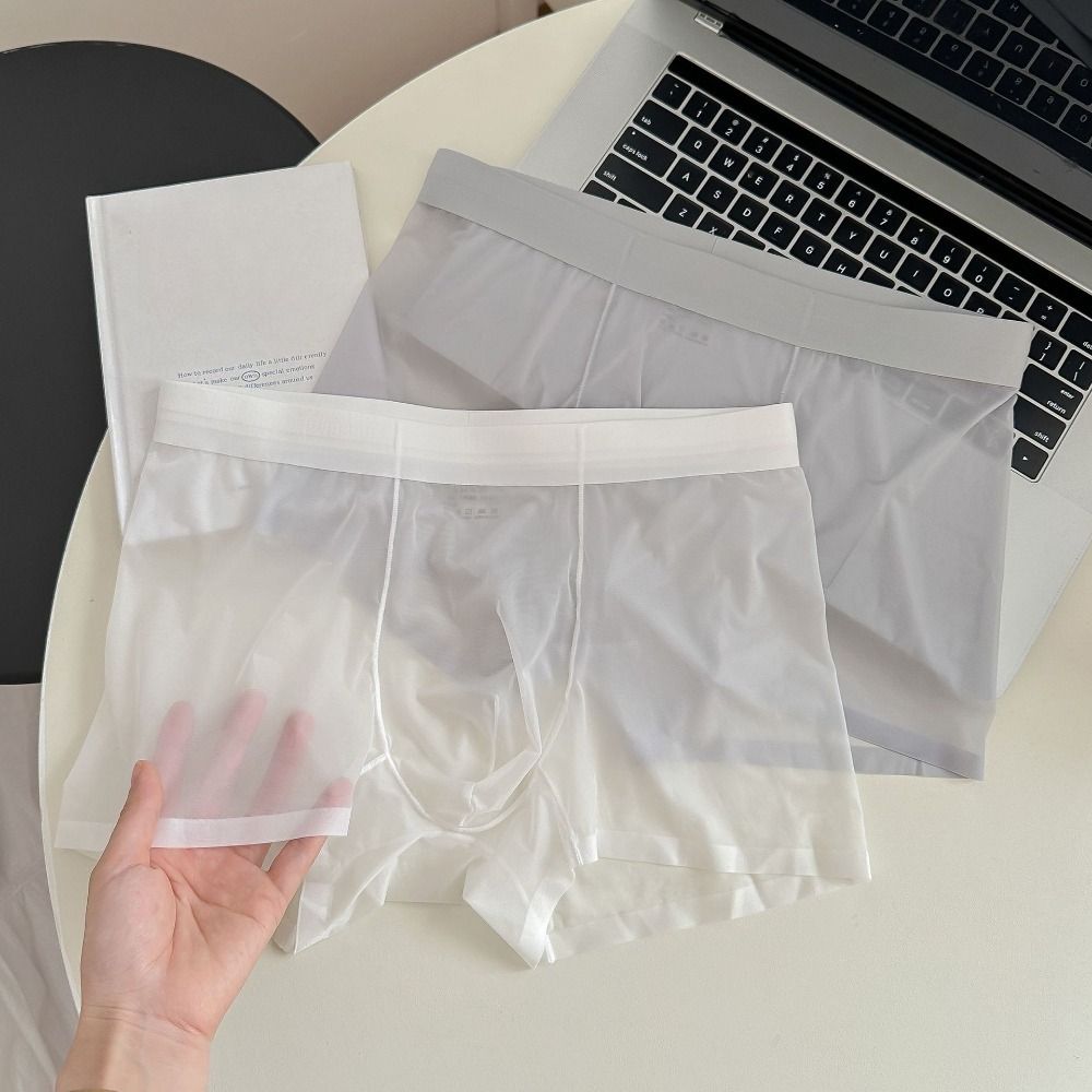 【New release】 Fashion Mesh Thin Men's Boxer Briefs Seamless Quick Dry Transparent Brief 20D Underpants Underwear for Men Men