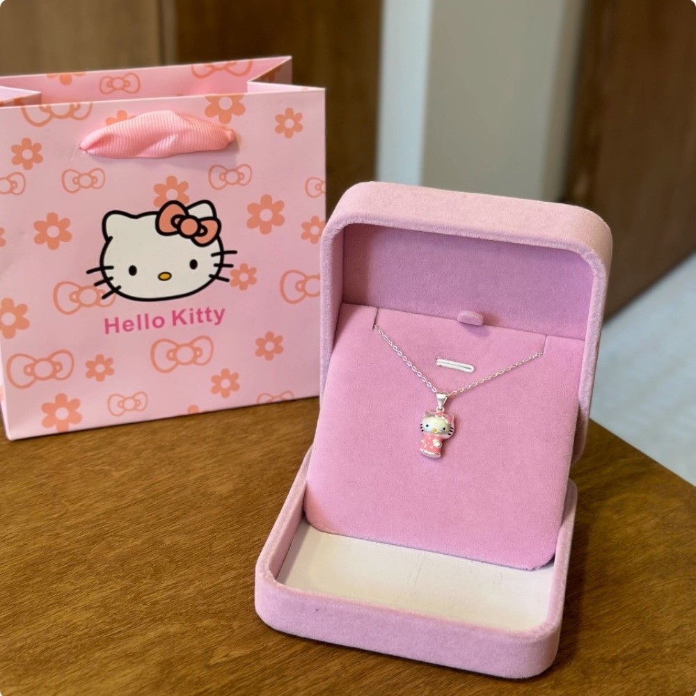 Kawaii Y2K Hello Kitty Necklace Alloy Cartoon Figures Neck Pendants Stainless Steel Sanrio Charms Chain Girls Gift