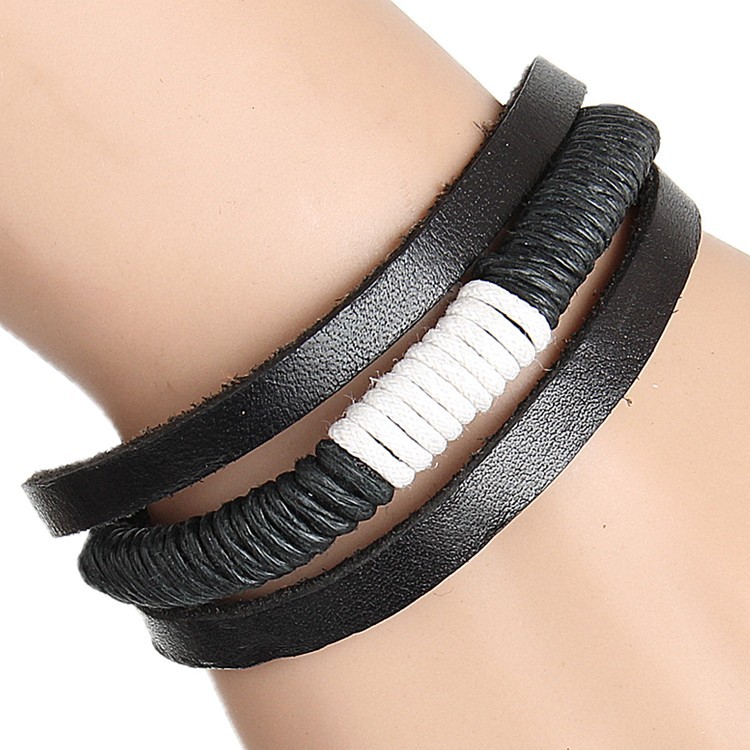 【New Arrivals】Men's Bracelet Fashion Multi-layer Personality Punk Bracelet Men's Trendy Vintage Jewelry Men's Leather Bracelet