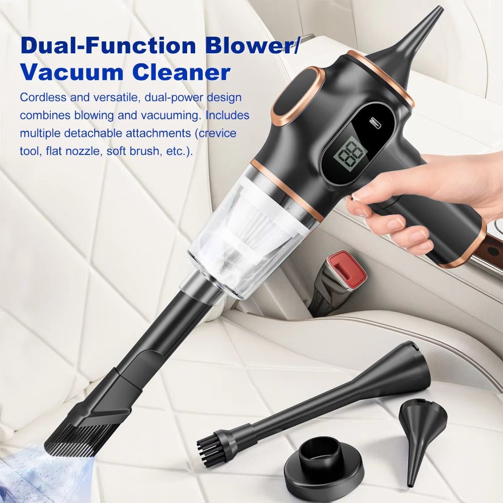 Integrated Handheld 120W High Suction Car Vacuum Cleaner 4500Pa High Power LCD Display Portable Vacuum Cleaner Dual Use Strong Suction Handheld Vacuum Cleaner Keyboard Cleaning