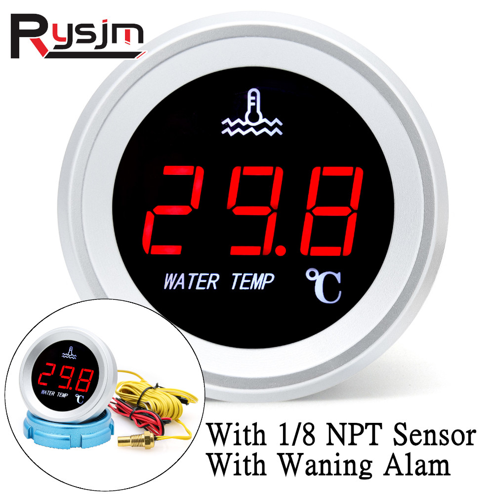 NEW 【Innovative design】Hd 2鈥?52mm Water Temp Temperature Gauge 0-120鈩?Water Temperature Meter 1/8 Npt Coolant Temperature Sensor With Alarm
