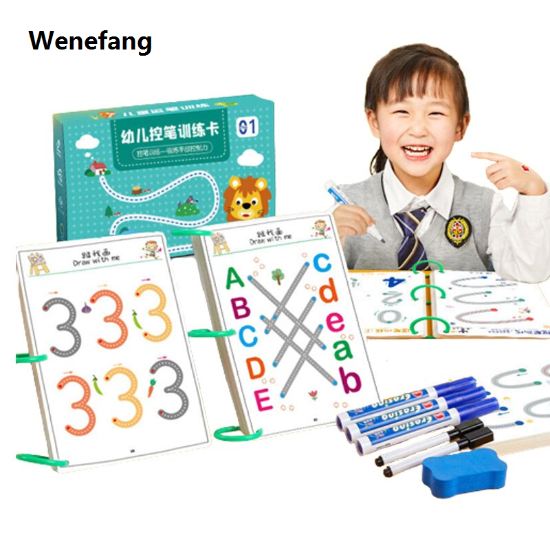 Children Montessori Toys Educational Math toys Drawing Tablet Pen Control Hand Training For Boy Girl Shape Math Match Game Book
