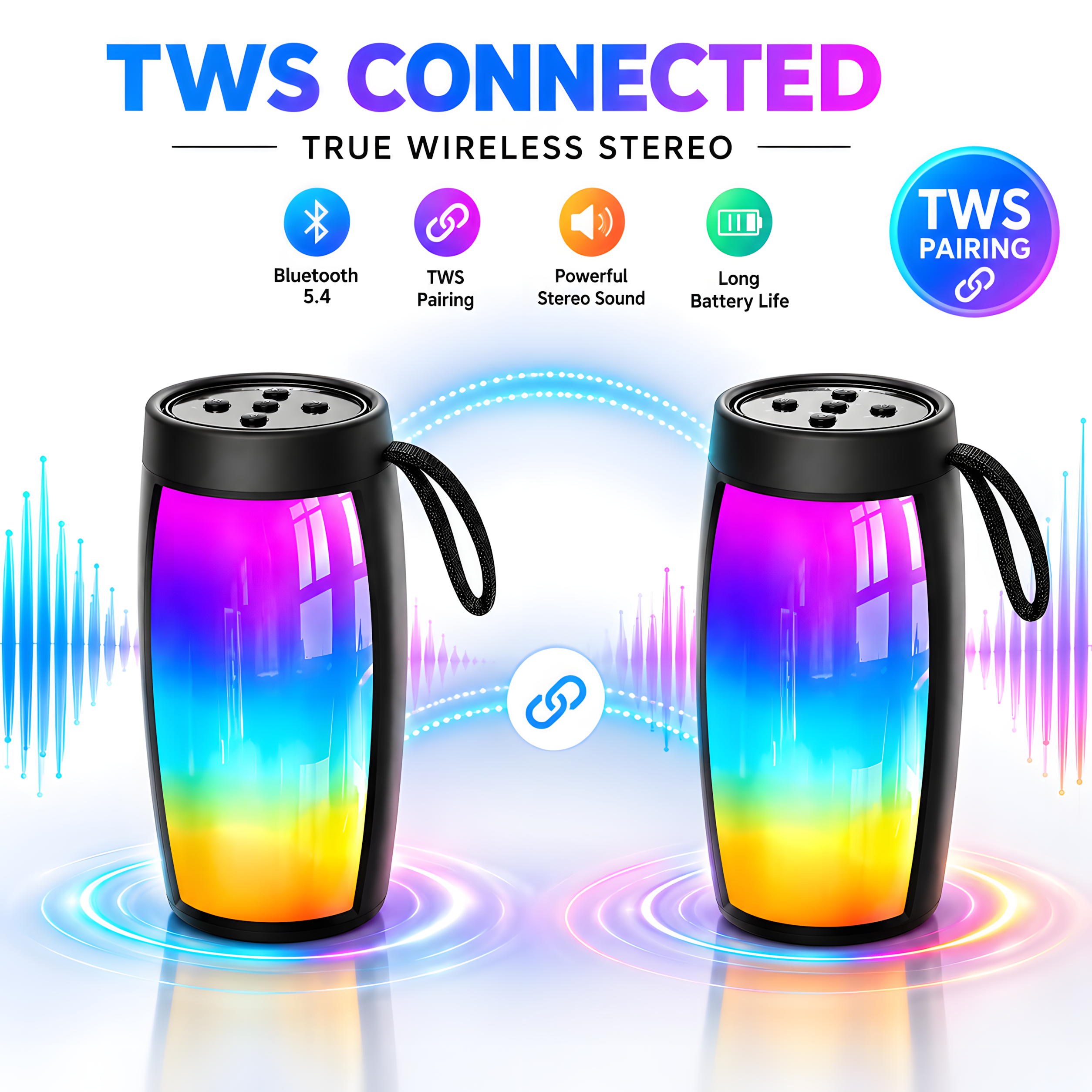 OKOP KP-1202 Portable Bluetooth Speaker Loud Output | RGB LED Light | 400mAh battery | TF Card Slot, USB Playback, BT speaker | Wireless Speaker for Mobile Phone Tablet |Compact Mini Speaker for Travel | RGB Speaker for Room Decoration | Nova Hub