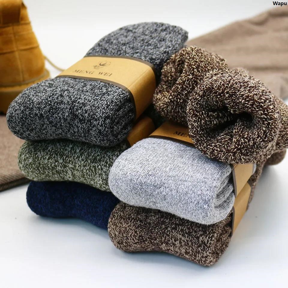 Luting2025 Original 5 socks casual snow wool merino men's winter socks super thick warm high quality harajuku vintage antifreeze cashmere men's pair