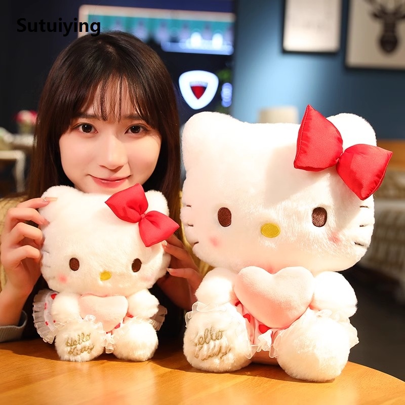 Sutuiying Sanrio Hello Kitty Kuromi Melody Throw Pillow Stuffed Toys Cute Fashion Plush Toys Kawaii Baby Gifts Christmas Children Dolls For Girl