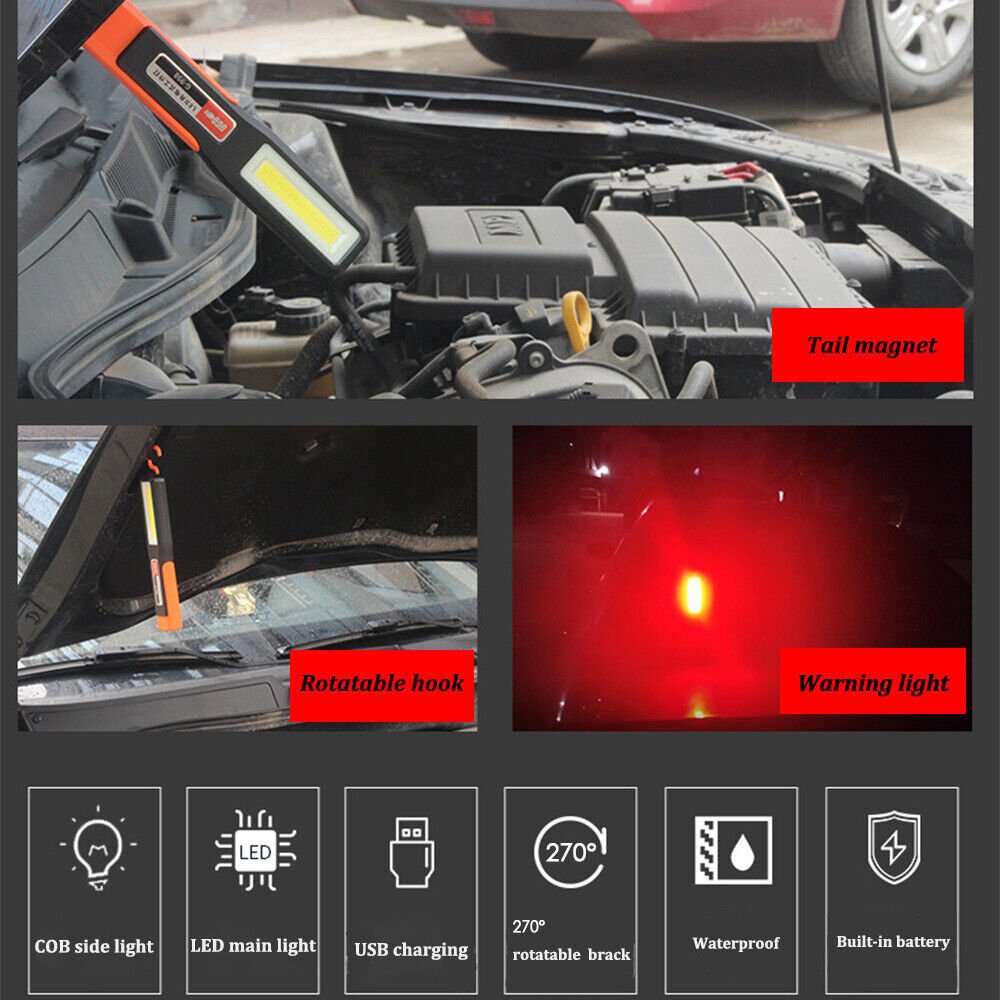 Bargain price Rechargeable COB LED Work Light Camping Flashlight Inspection Lamp Magnetic With Hook Torch Emergency Light Garage Mechanic Lamp