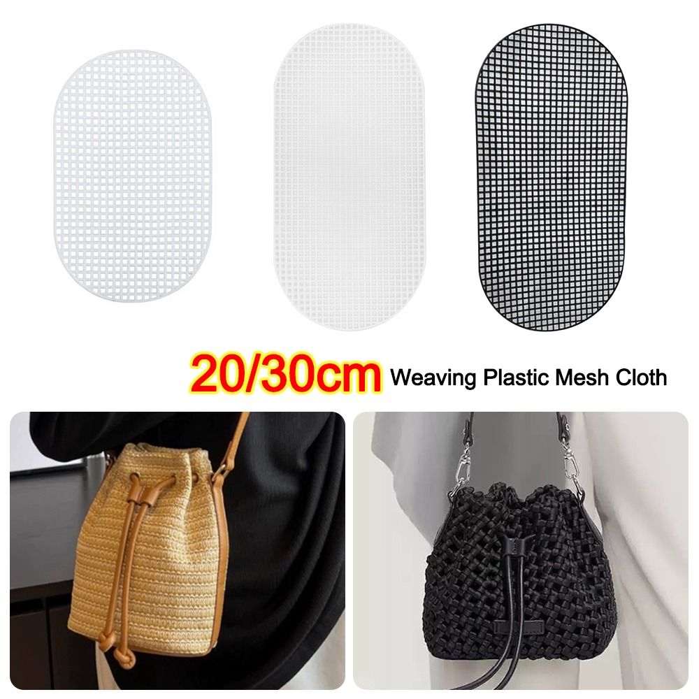 Portable Plastic Weaving Plastic Mesh Cloth Oval Craft Bag Fixed Grid Sheet Handmade Bags Making Grid Hook Bag Accessories