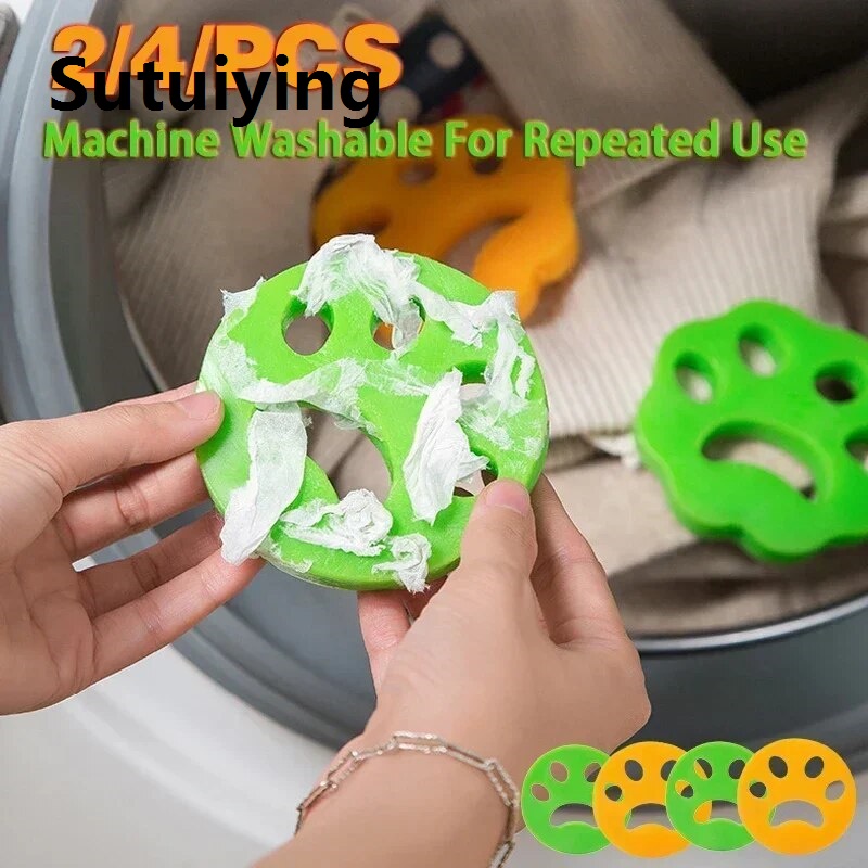 Sutuiying transparent bag Removes Lint From Clothes Plush Clothes Dryer for Dogs and Cats Laundry Accessories Reusable Washing Machine Pet Hair Trap Catch