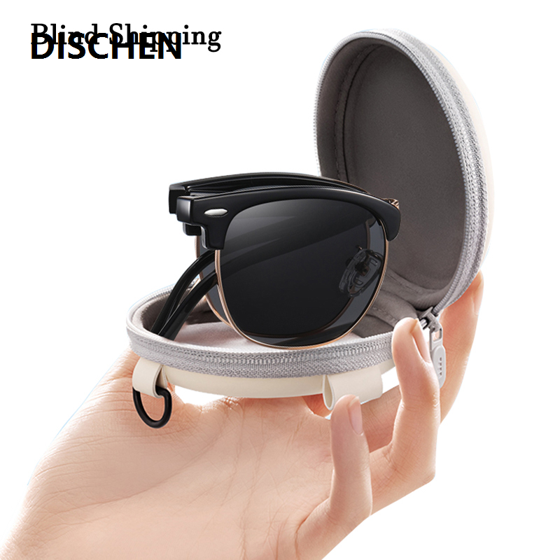 DISCHEN New style Folding HD Polarized Men Women Sunglasses Classic Fashion Club Brand Folded Driving Sun Glasses Blind Drop Shipping Masculino