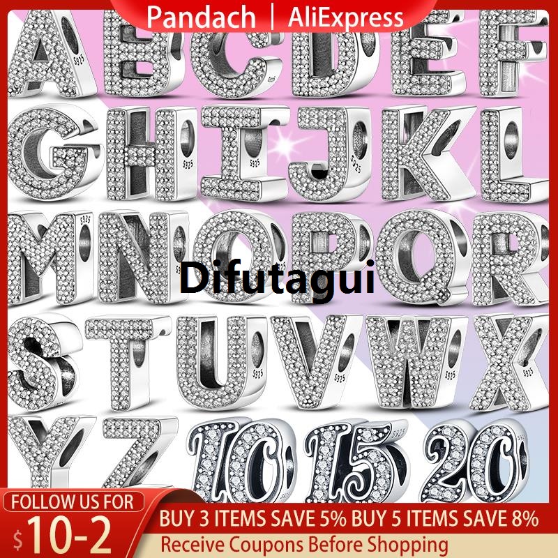 Difutagui PANDACH New 925 Sterling Silver 26 letters Alphabet A Charm Bead High Quality Fit Pandora 925 Original Bracelets Pendant Silver DIY Jewelry