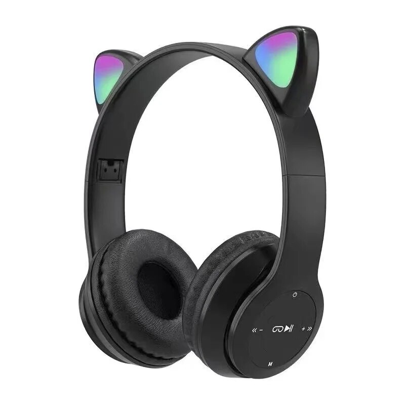2025 NEW Headphones Folding LED Ear > 2025P47M Cute Cat Bluetooth Headphones with Wireless Headphones Kids Girls Stereo Sports With Microphone