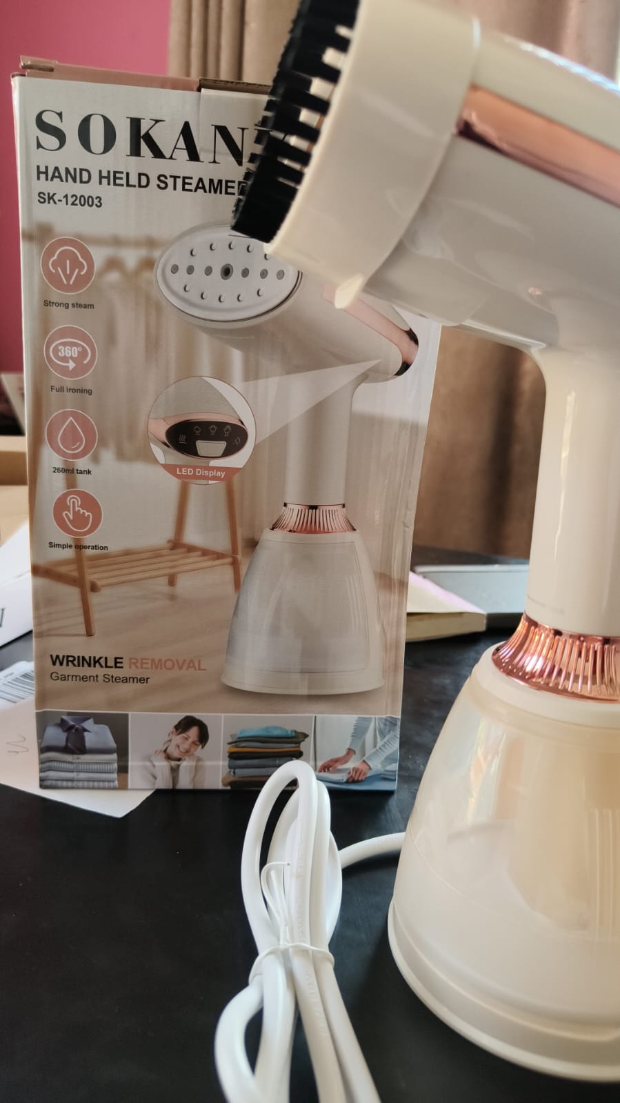 Handheld Garment Steamer, 1500W 3 Speeds Strong Steam Ironing Wrinkle Remover with LED Display,15s Fast Heat-up Vertical/Horizontal Steamer with 280ml Water Tank and Brush for Travel and Home Use